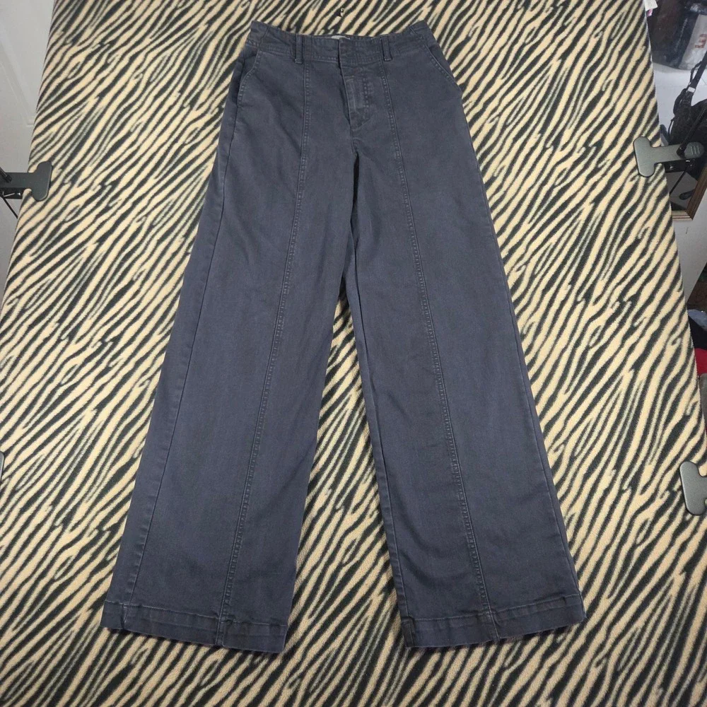 Universal Thread Charcoal Grey Wide Leg Stitched Seam Utility Pants sz 2 Hi Rise